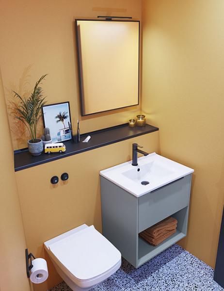 Dansani Mido+ Classic 61 m&oslash;bels&aelig;t m/Amber vask, 1 skuffe og &aring;bent rum - Mat sand