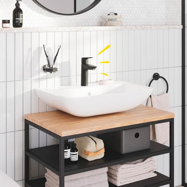 Grohe Start M h&aring;ndvaskarmatur m/koldstart og push-open bundventil - Mat sort