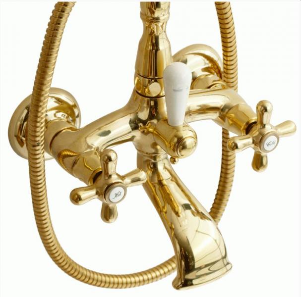 Lavabo Retro badekararmatur m/h&aring;ndbruser - Messing natur